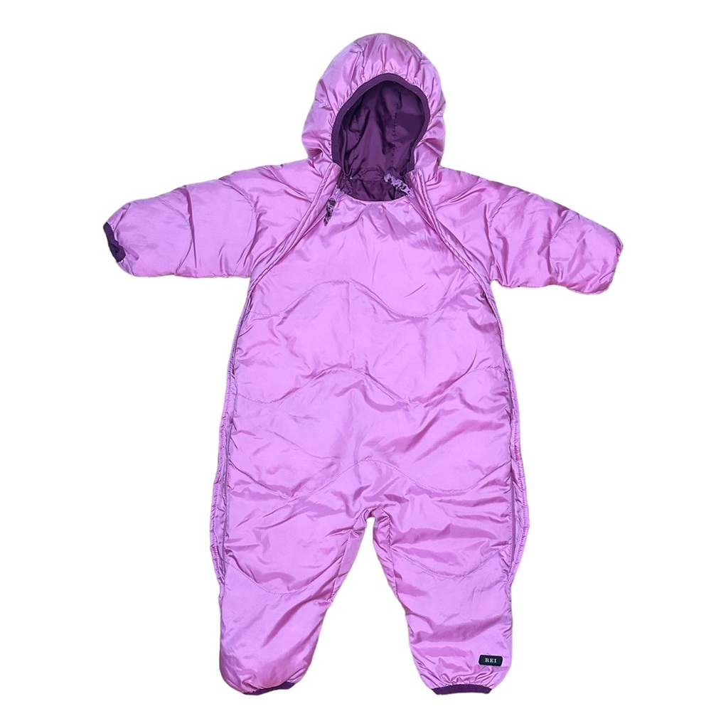 REI Baby Snowsuit Hooded One Piece Pink Goose Down  Infants-12 Months (E768)